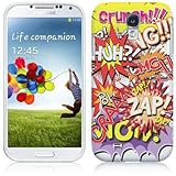 Samsung Galaxy S4 IV i9500 Hülle TPU / Gel / Silikon Hülle Cover - Comic Muster Schutzhülle für Samsung Galaxy S4 i9500 - Weiß und Rot, Lila, Pink, Rosa, Blau und Grün